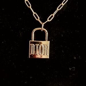 Upcycled Designer Gold Chain Padlock Pendant #2